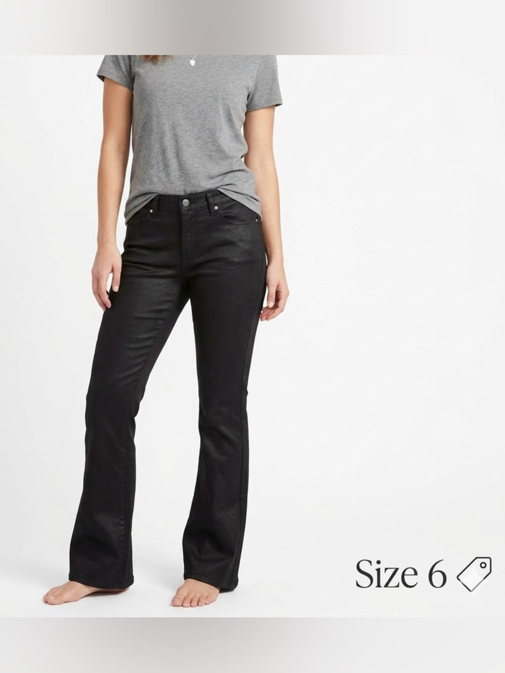 Faded Glory Black Bootcut Jeans Size 6 Mid Rise Vintage Stretch Denim Y2K Edgy
